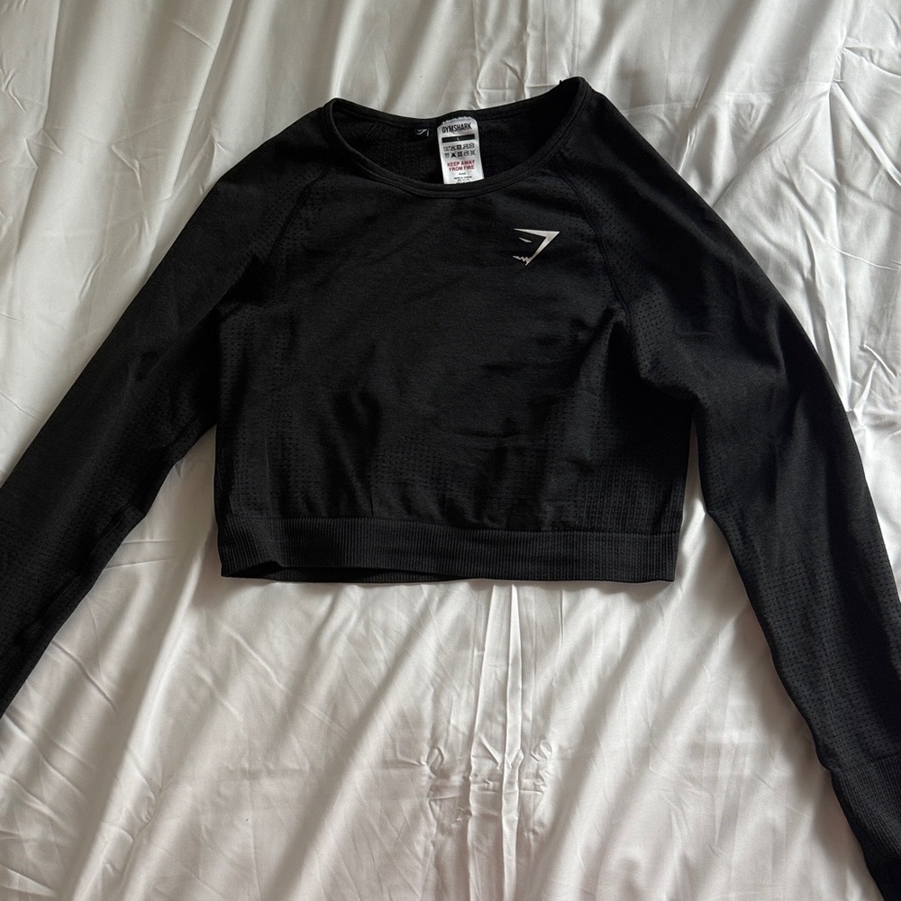 Gymshark Black Mesh Long Sleeve Crop Top
